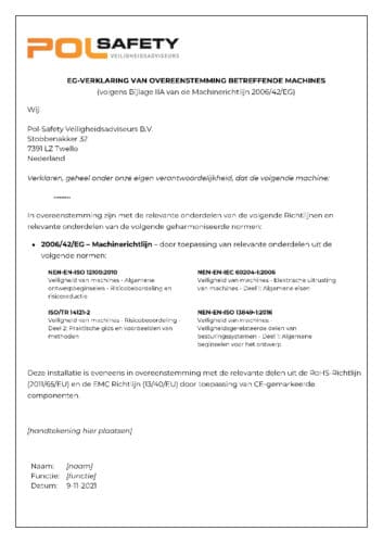 EG-verklaring van overeenstemming